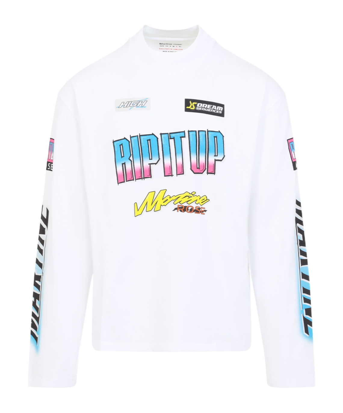 Shop Martine Rose Funnel Neck L/s T-shirt In White