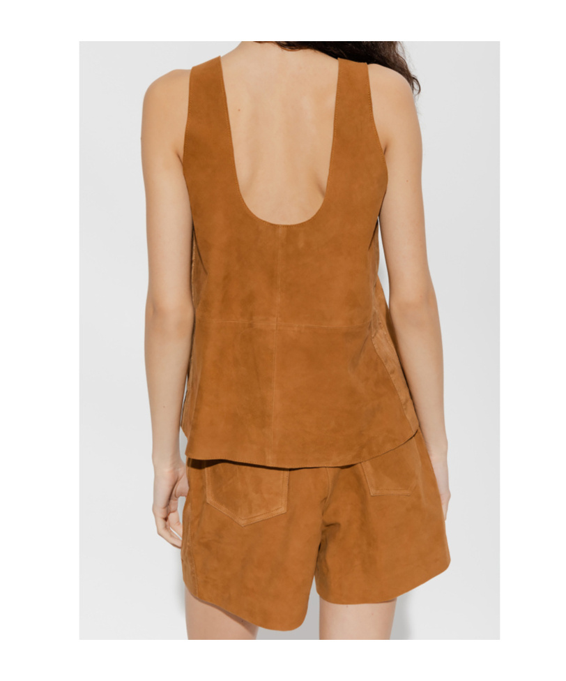 Stand Studio Tan Suede Tank Top In Brown