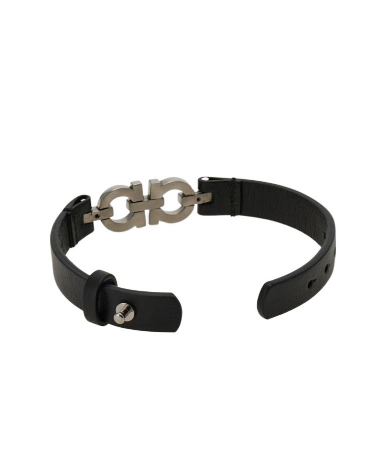 Ferragamo Double Gancini Bracelet In Black