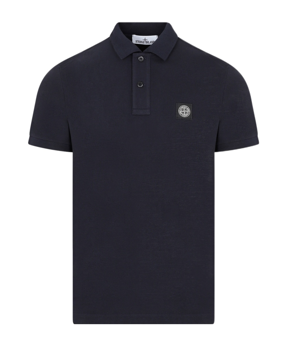 Shop Stone Island Compass Patch Short-sleeved Polo Shirt In Blue