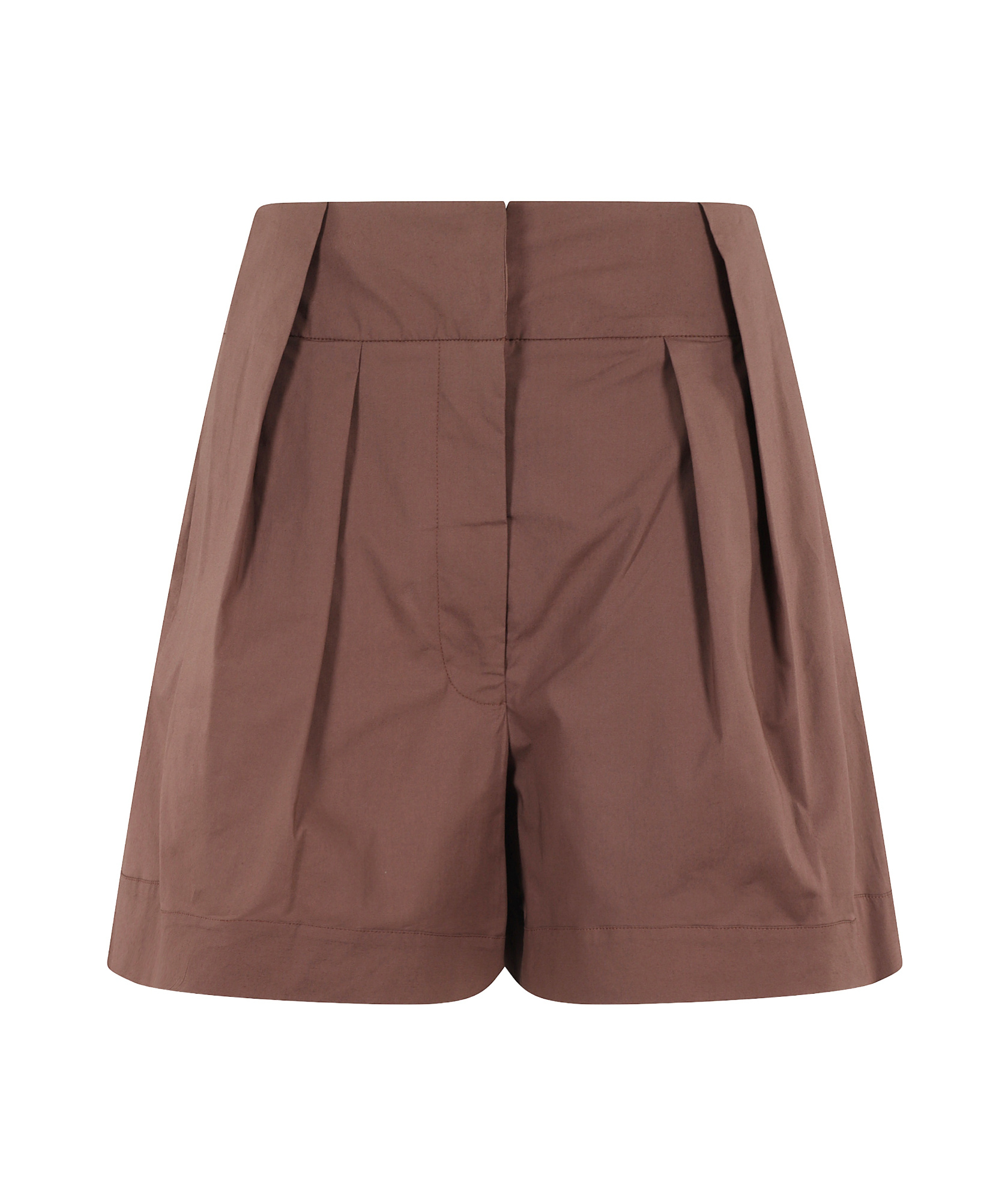Federica Tosi Tailored Pleated Shorts With Belt Loops In Brown
