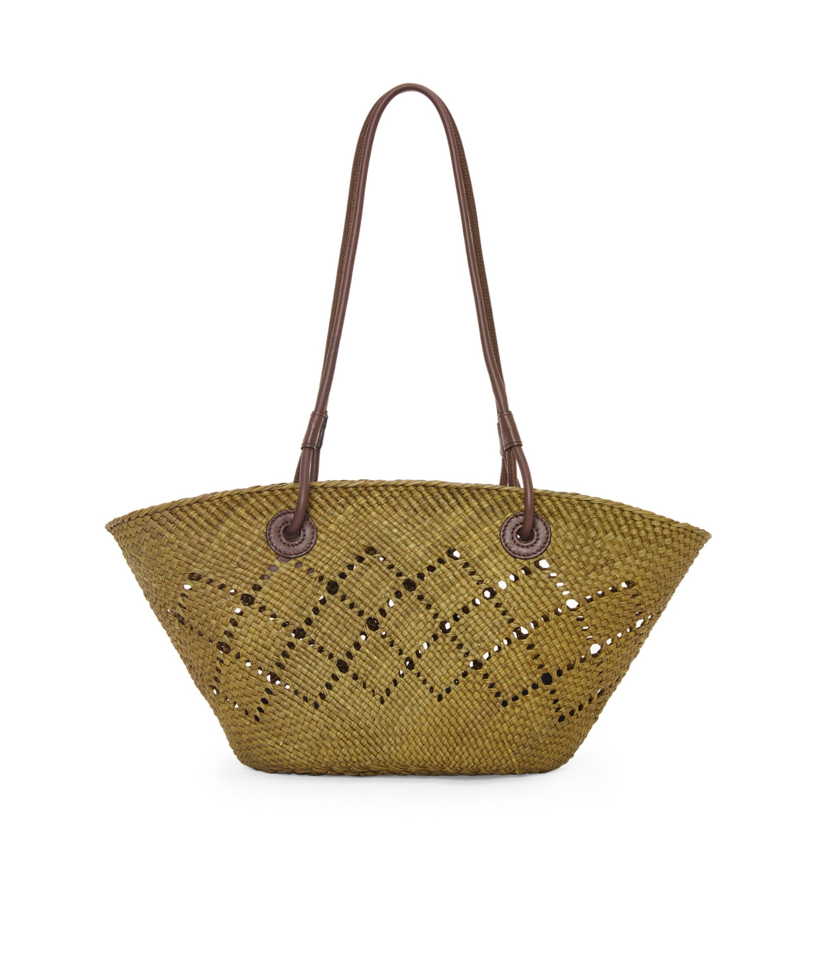 Loewe Small Anagram Basket Iraca Shoulder Bag In Brown