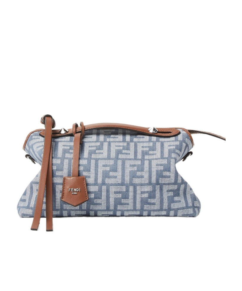 Fendi Blue Denim-effect Ff Jacquard Bag