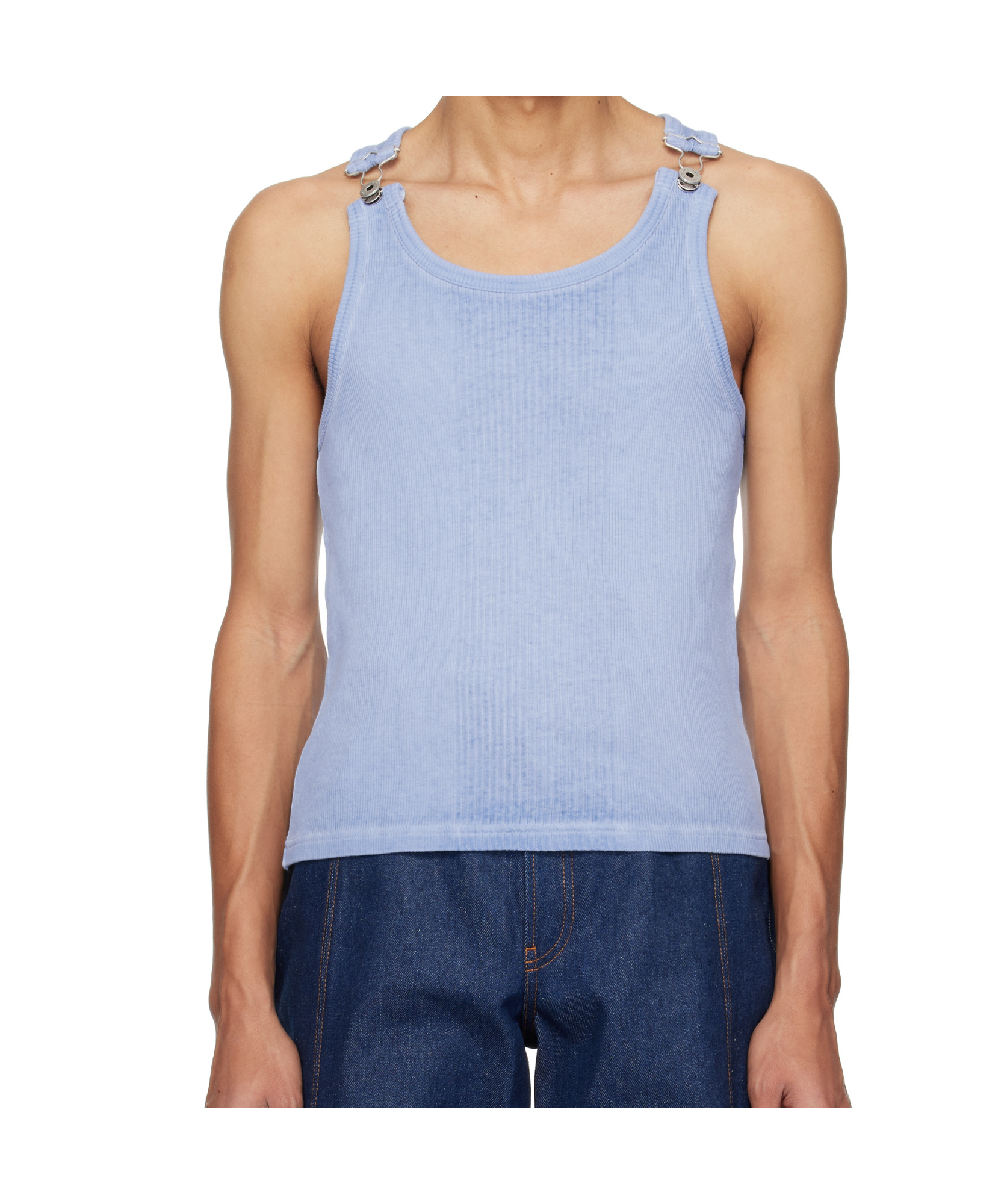 Shop Jean Paul Gaultier Sleeveless Tops In Blue