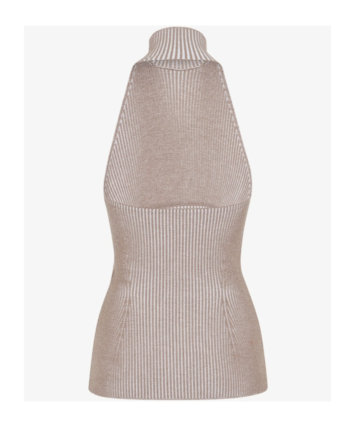 Fendi Dove Grey Wool And Viscose Top In Nude