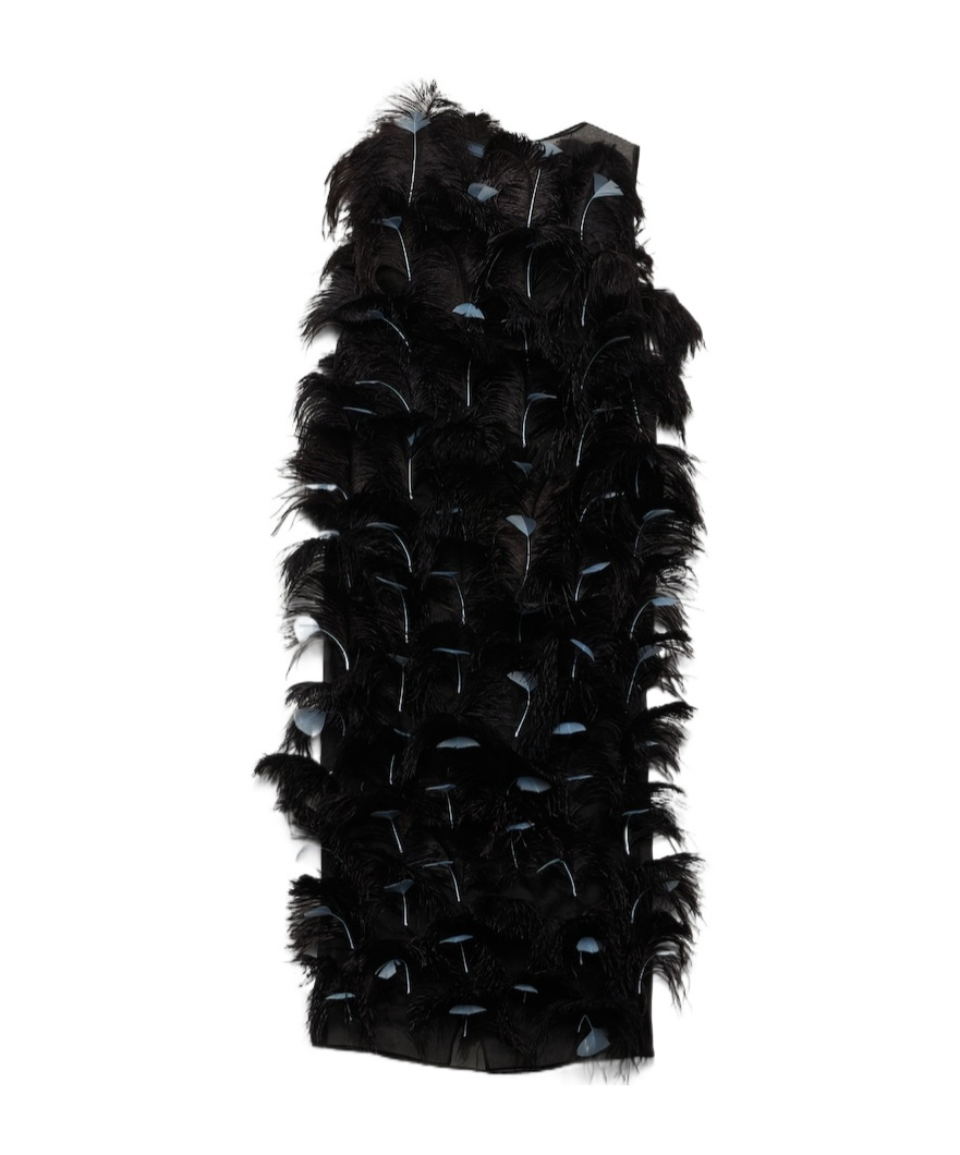 Prada Abito In Organza Decorata Donna In Black