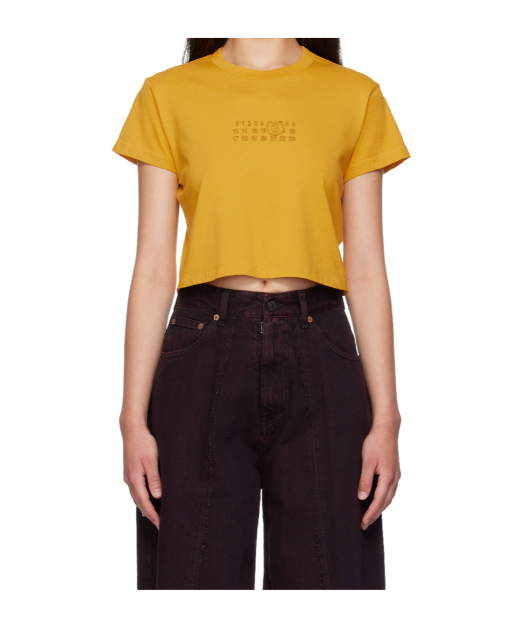 Mm6 Maison Margiela Cropped T-shirt In Yellow