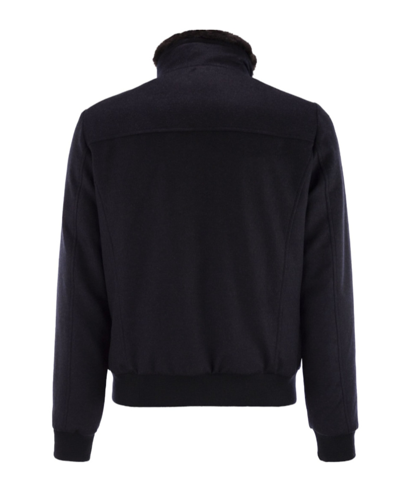 Moorer Padded Bomber Jacket In Wool And Cashmere In Blue