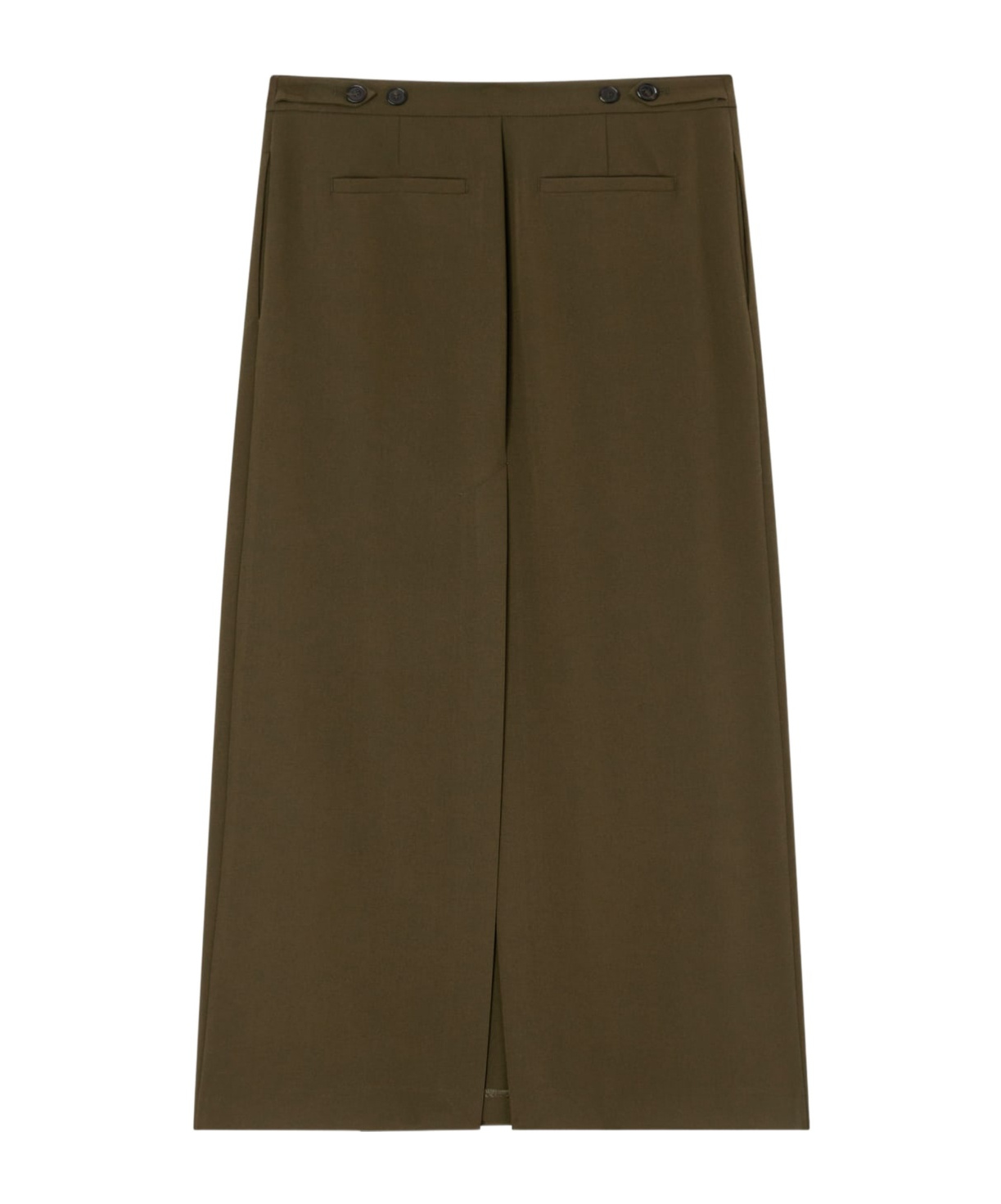 Pinko High Waist Pleated Skirt With Button Accents In Green