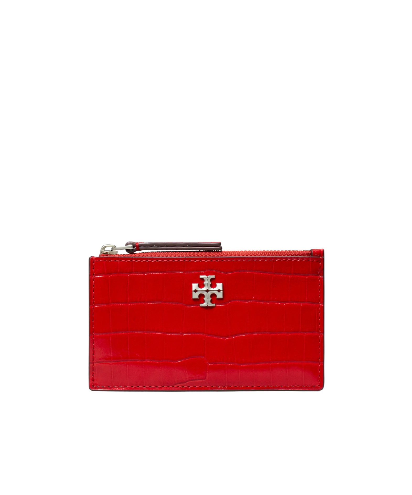 Tory Burch Kira Croc-embossed Zip Card Case