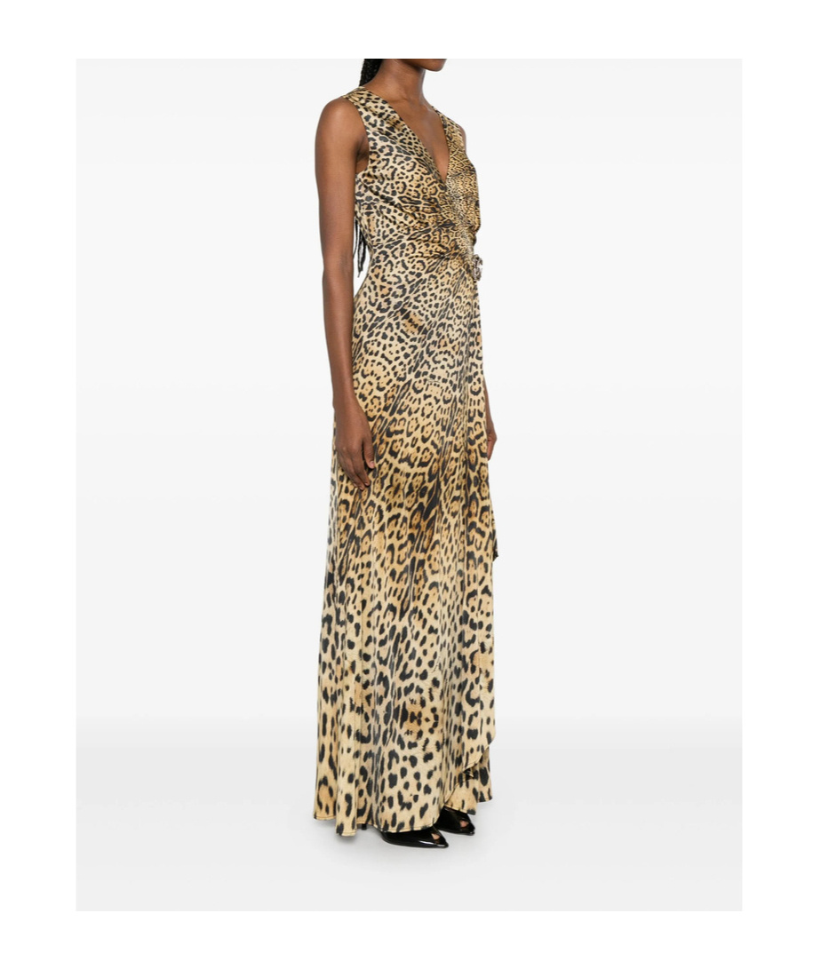 Roberto Cavalli Twisted Animal-print Dress In Multi