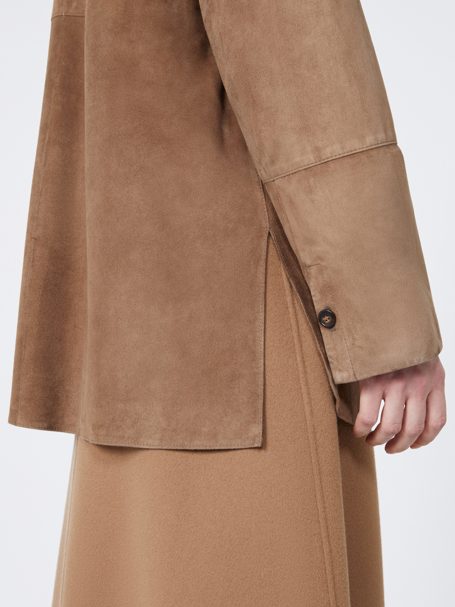 Max Mara Long Sleeve Leather Jacket In Brown