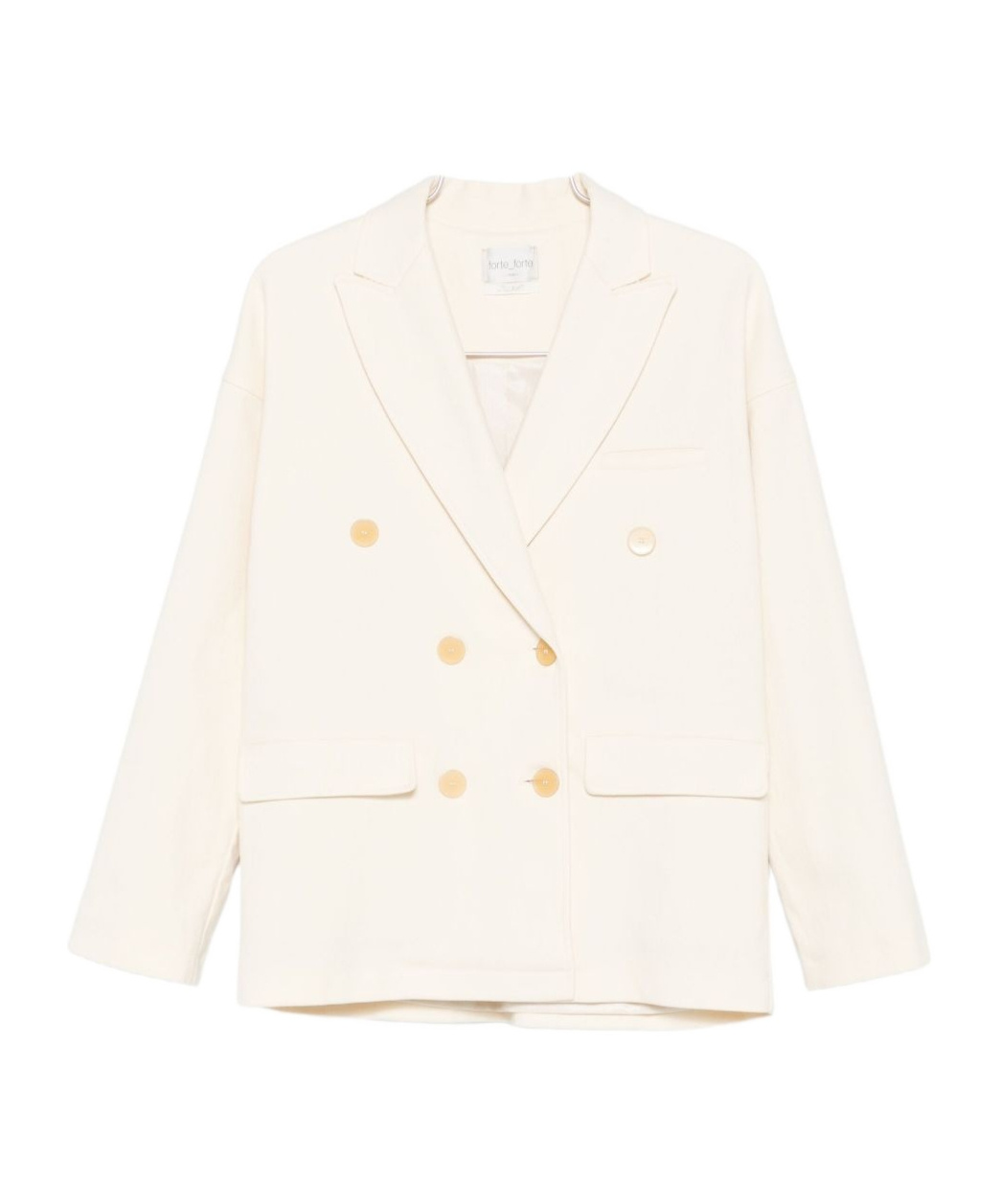 Forte Forte Double-breasted Tailored Jacket Featuring Flap Pockets In Neutral