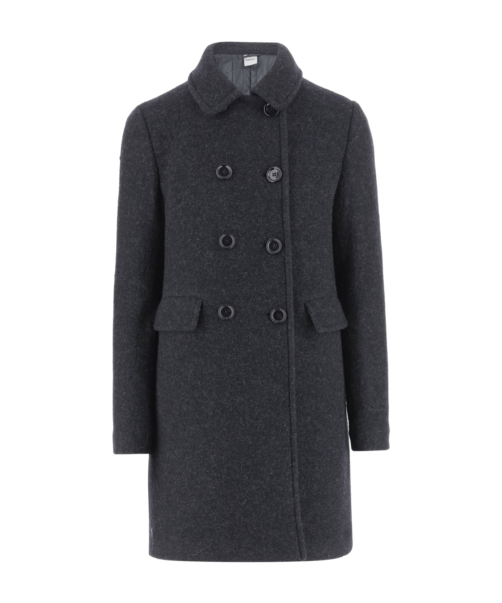 Aspesi Double-breasted Coat In Black