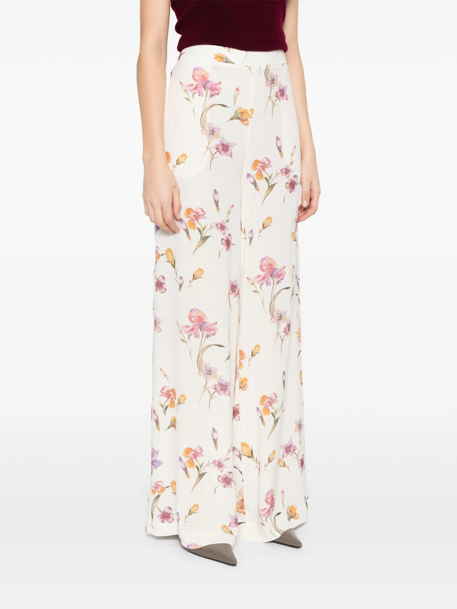 Shop Twinset Floral-print Trousers