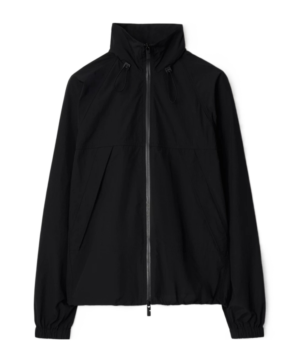 Burberry Logo Embossed Drawstring Jacket In Black