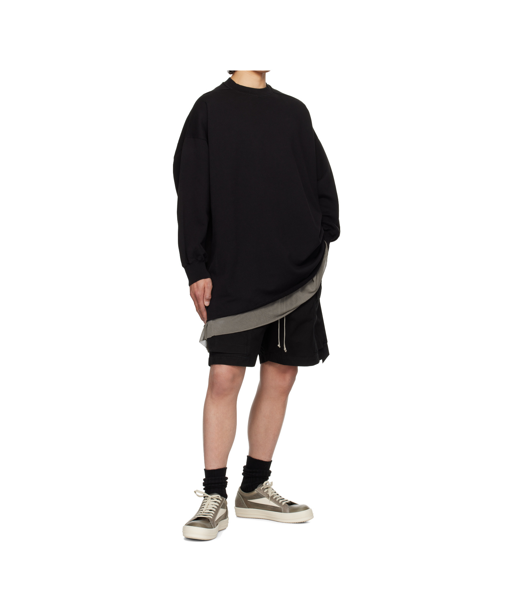 Rick Owens Drkshdw Black Hollywood Tommy Ls Sweatshirt In Black