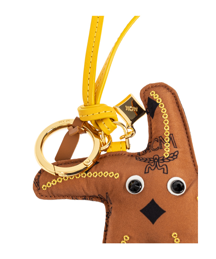 Mcm Keychain (with Ornaments) In Brown