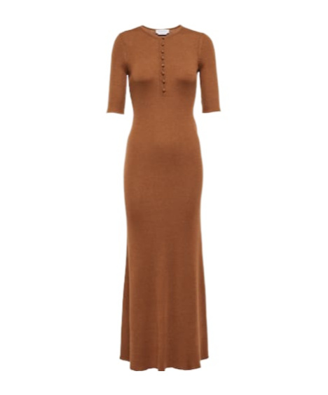 Gabriela Hearst Johanna Ribbed-knit Maxi Dress In Brown