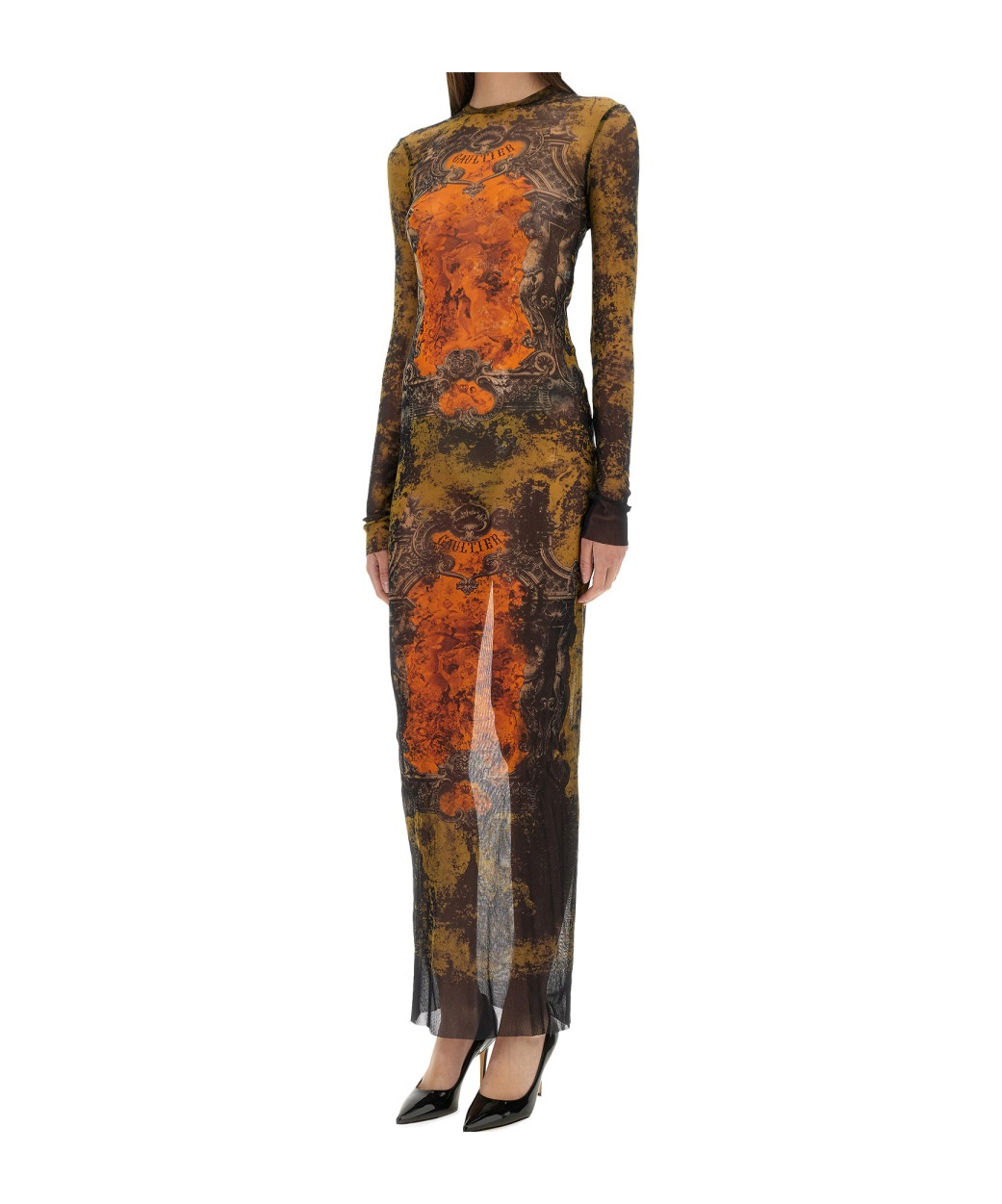 Jean Paul Gaultier Graphic Print Full-length Dress With Long Sleeves