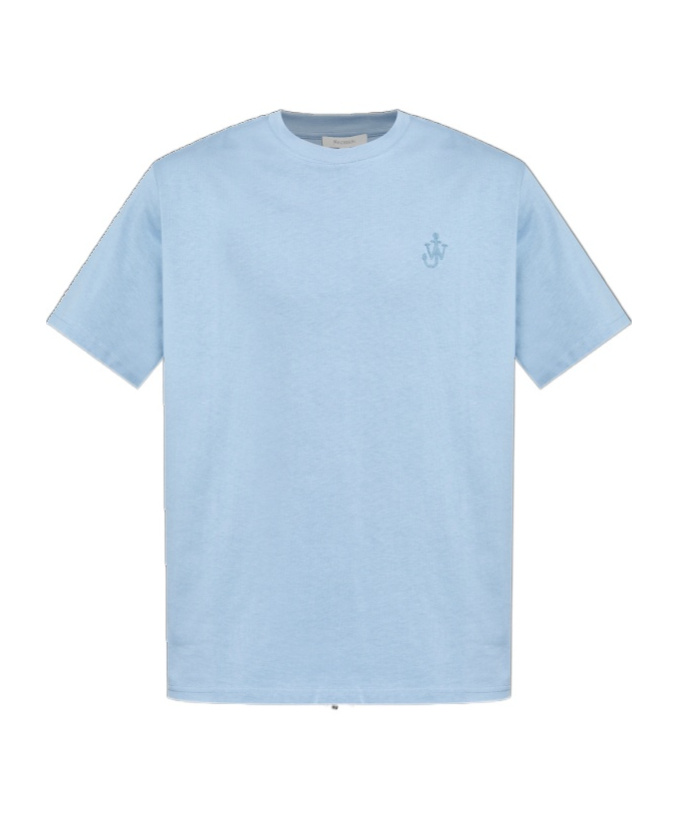 Jw Anderson Anchor Logo Embroidered Cotton T-shirt In Blue