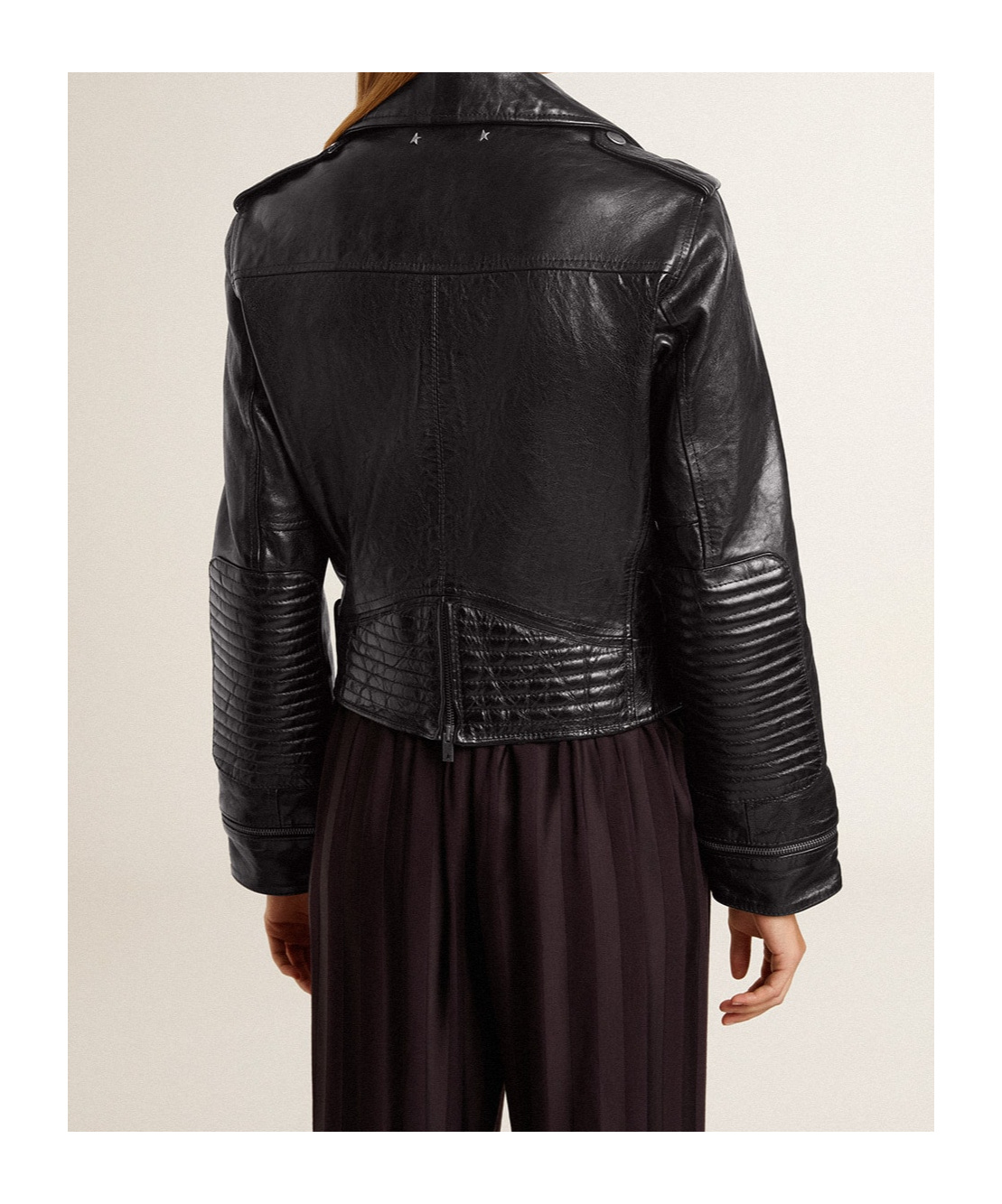 Golden Goose Smooth Leather Motorcycle Jacket In Black