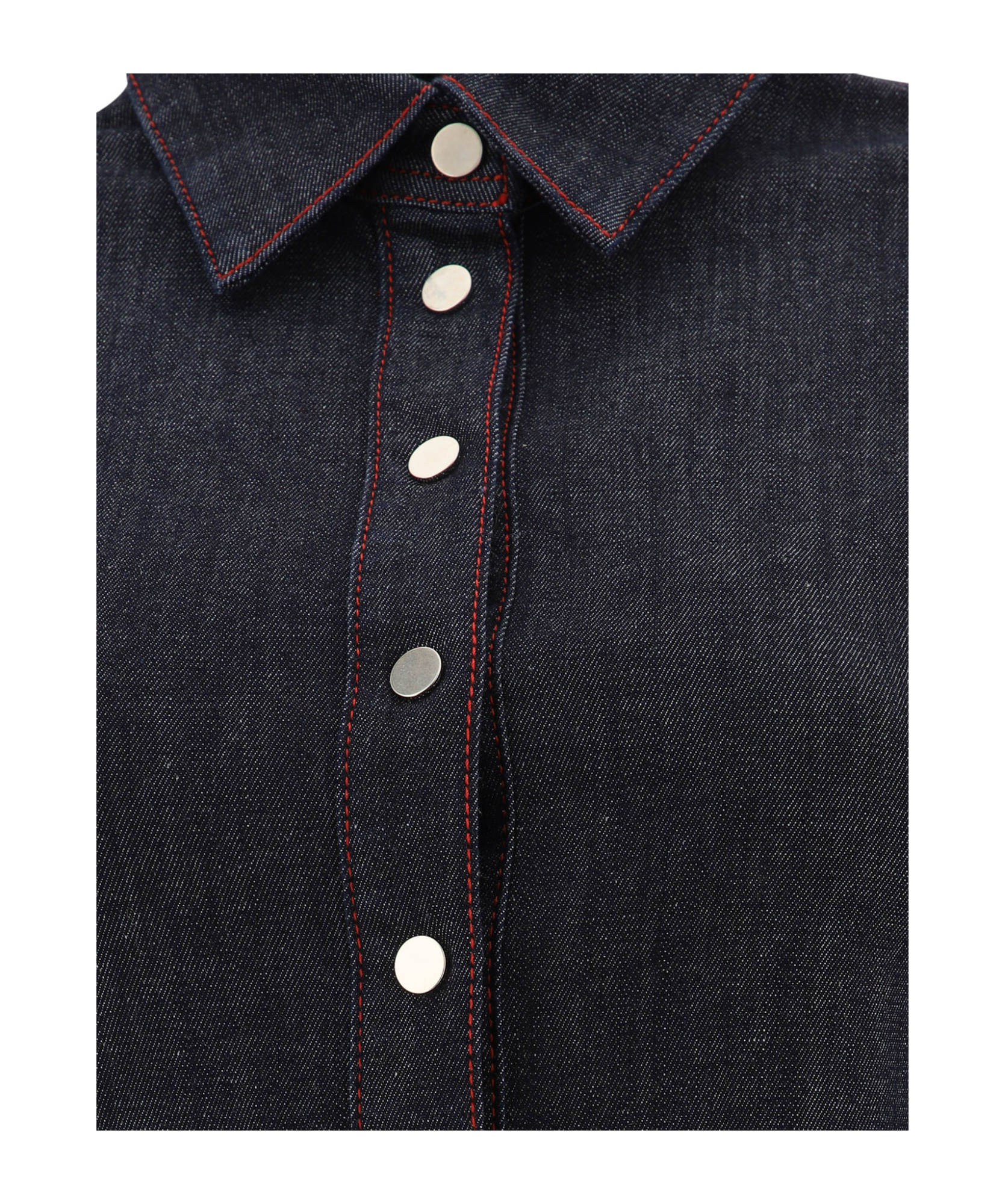 Alaïa Denim Shirt Dress In Black