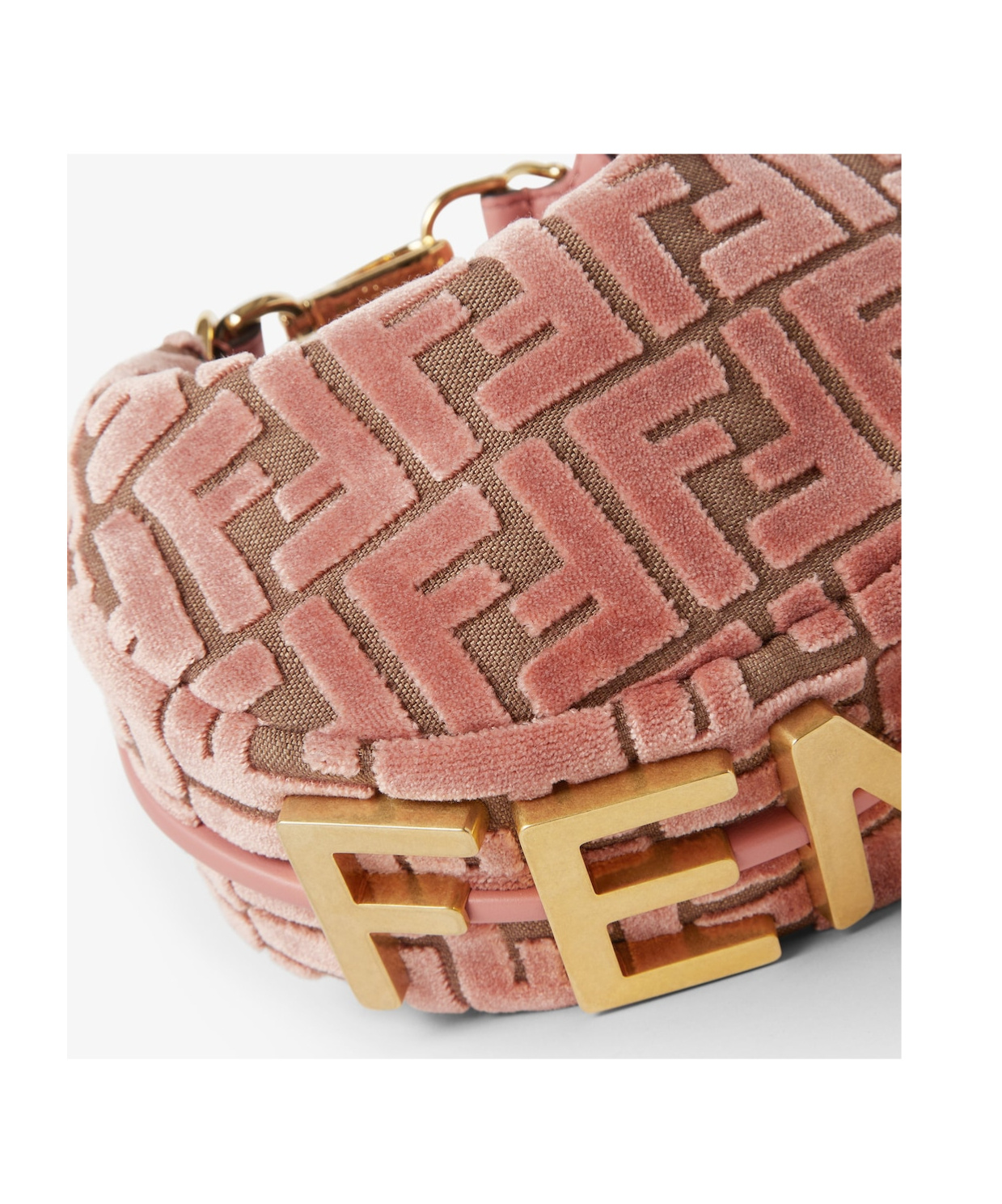 Fendi Graphy Mini Hobo Bag In Ff Jacquard Velvet In Pink