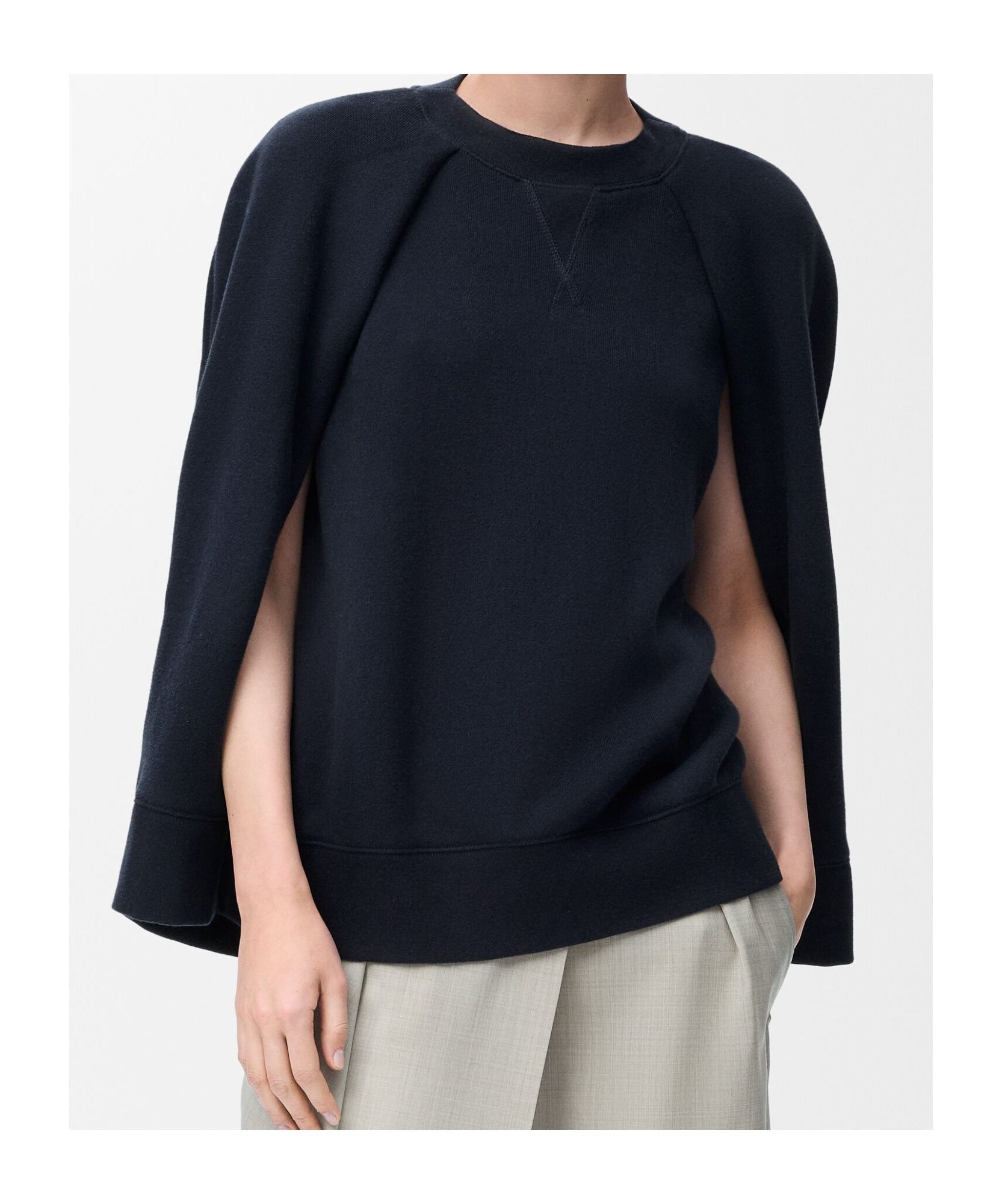 Loewe Cotton And Cashmere-blend Jersey Poncho In Blue