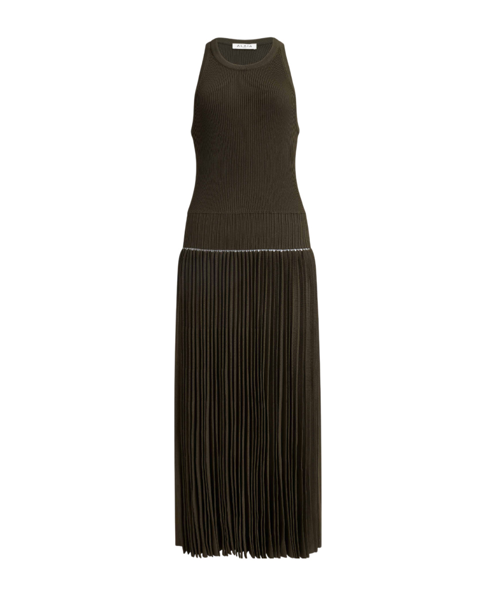 Alaïa Round Neck Dress In Green