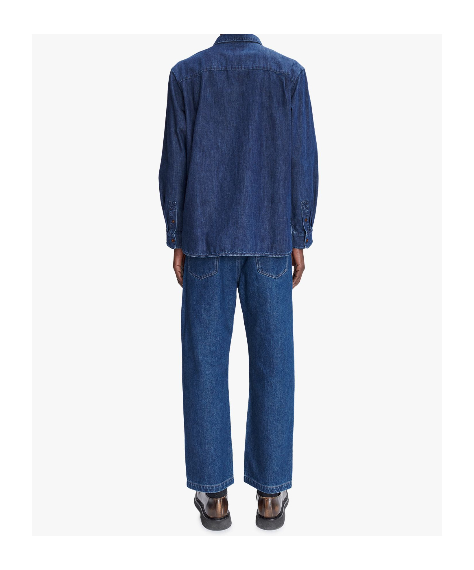 Apc A.p.c. Vittorio Brodée Poitrine Denim Overshirt In Blue