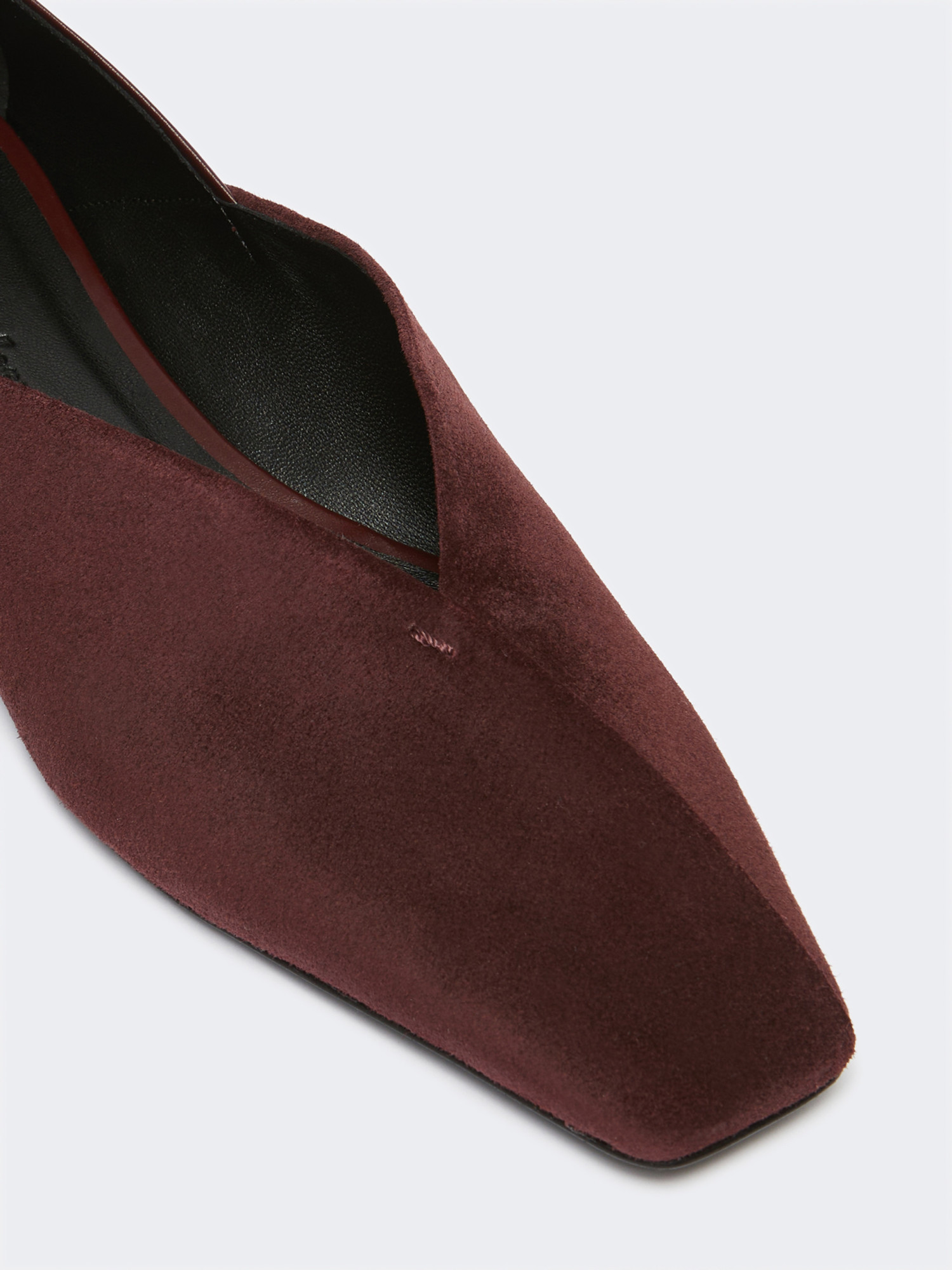 Max Mara Square-toe Suede Ballet Flats In Burgundy