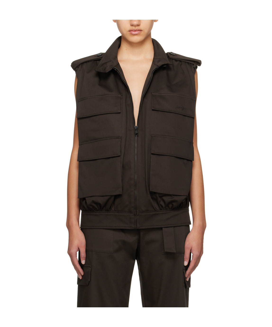 MSGM EMBROIDERED-LOGO TWILL GILET