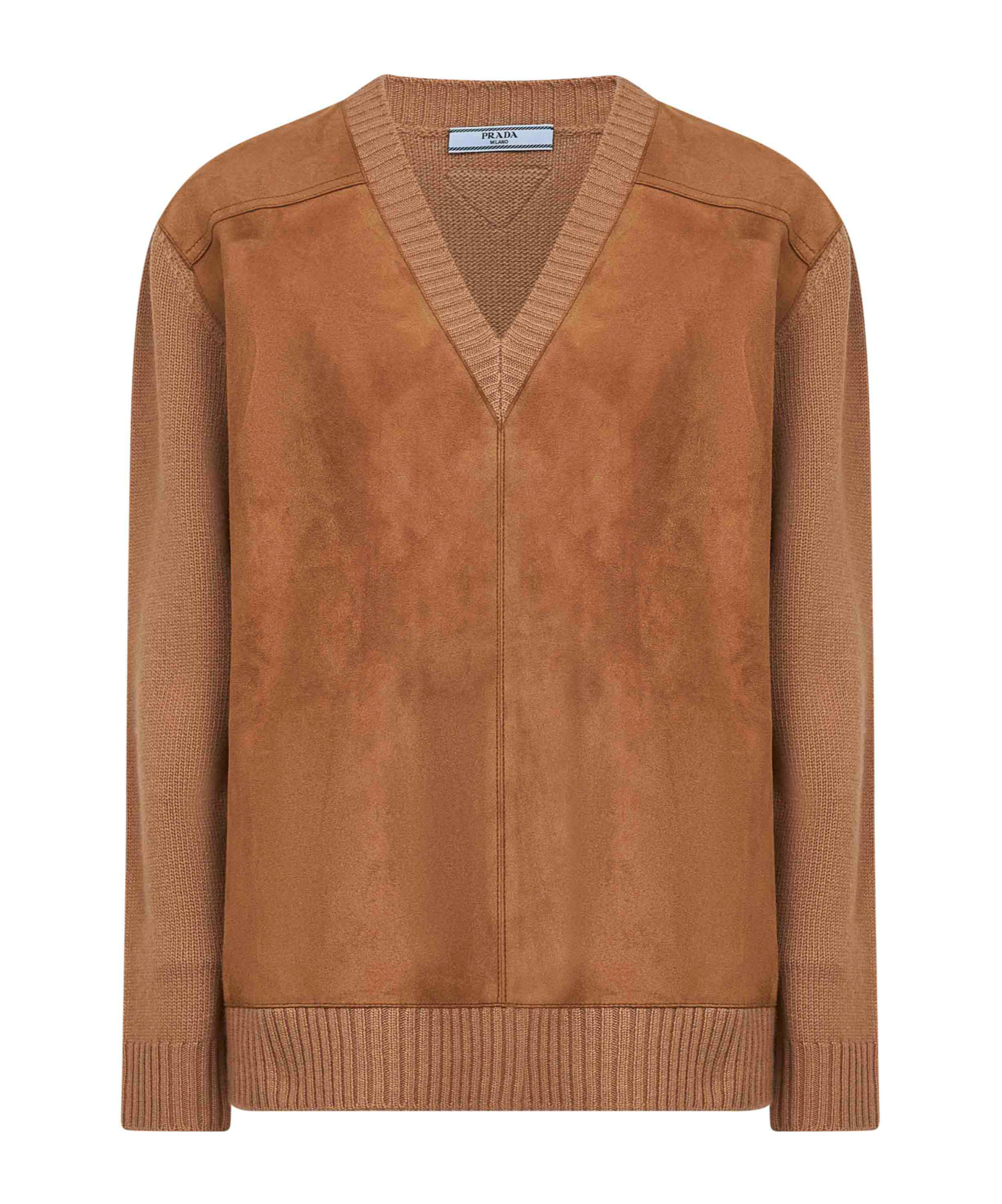 Prada Long-sleeved Sweater In Brown