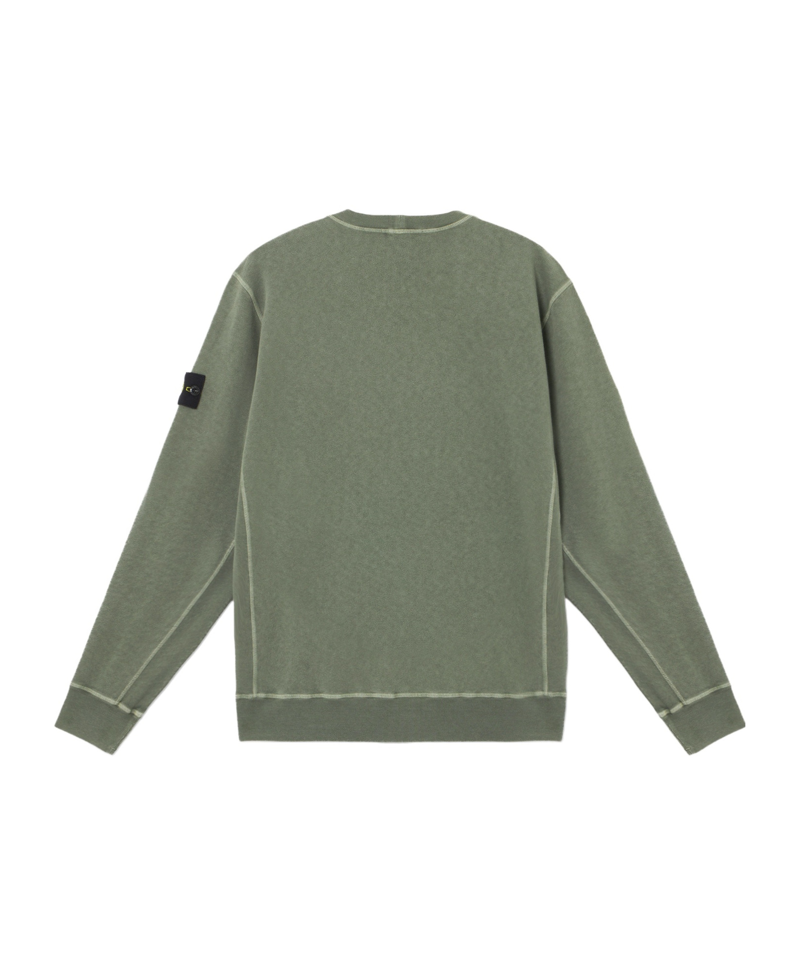 Stone Island Green Crewneck Sweatshirt With Logo Patch On The Sleeve In Cotton Man In Green