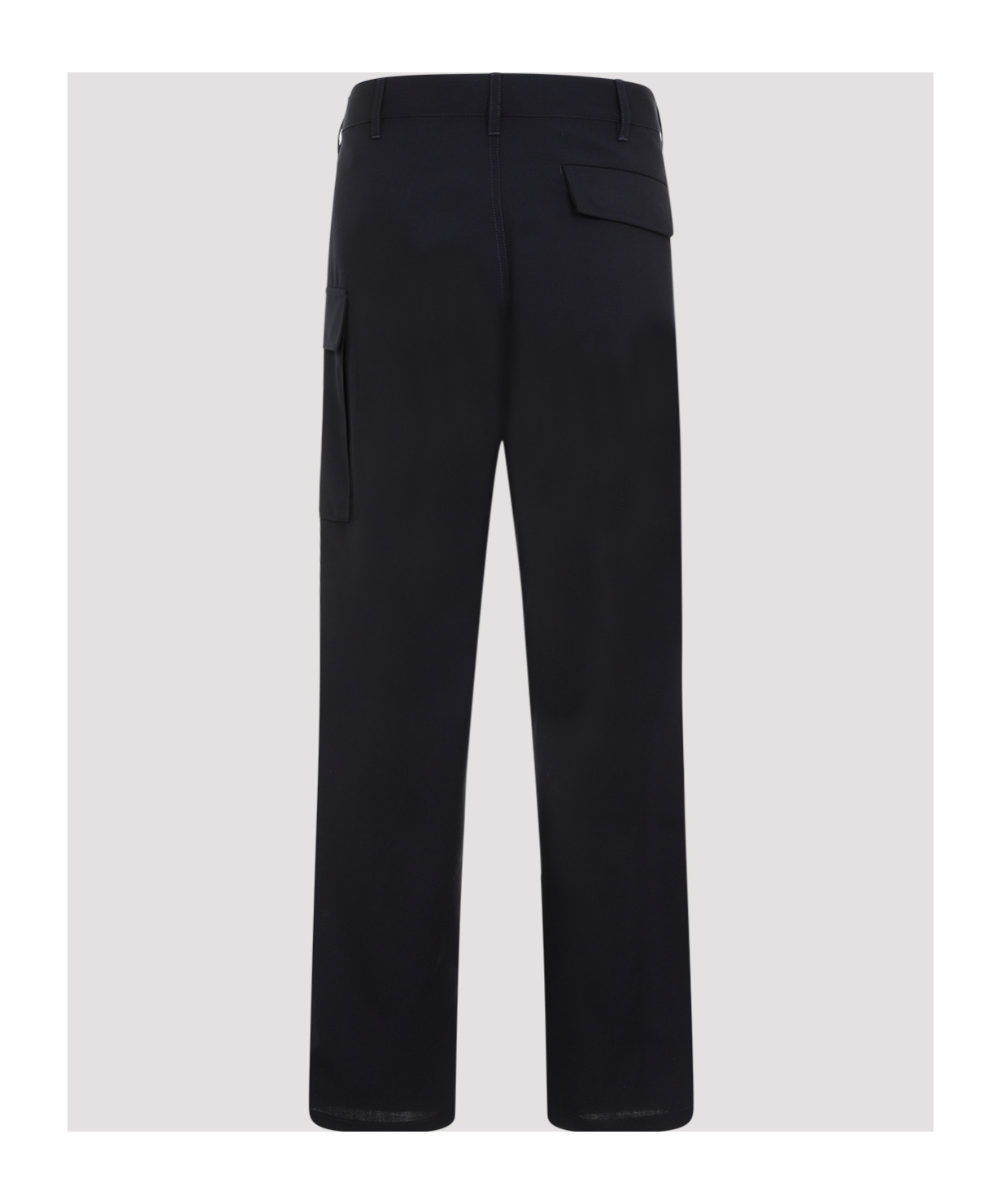 Marni Deep Blue Tropical Wool Trousers With Drawstring Waist In Black