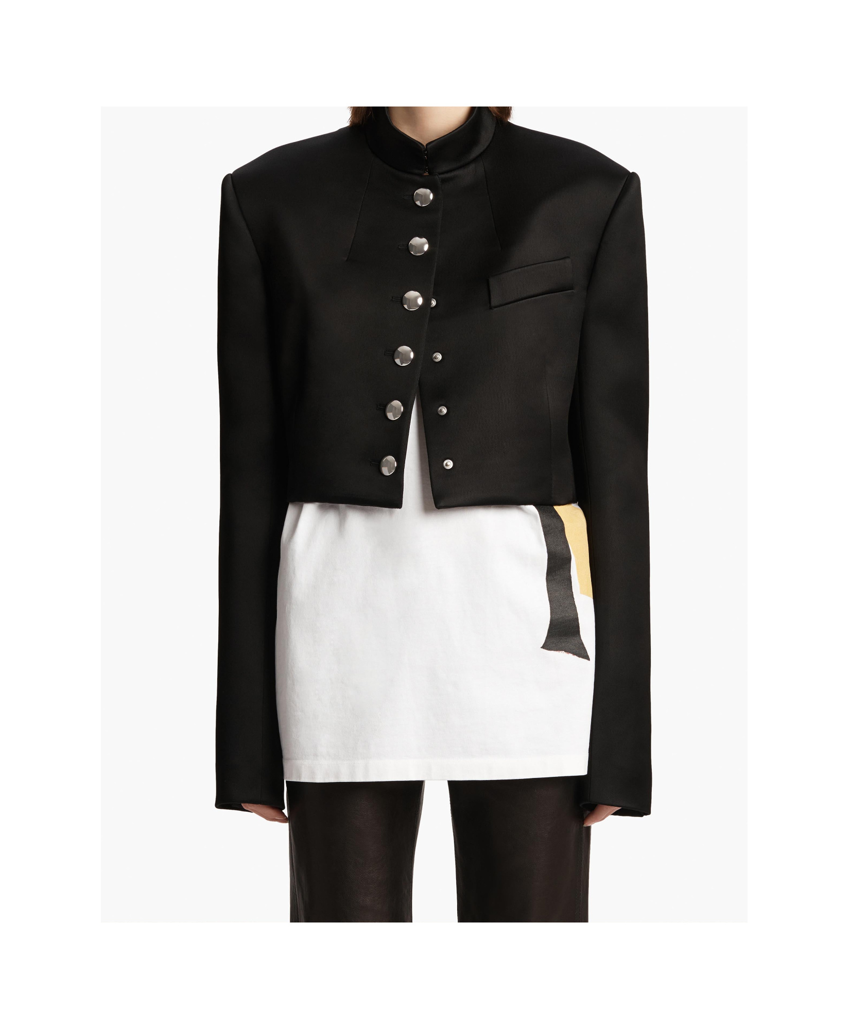 Khaite Samuelson Cropped Duchesse-satin Jacket In Black