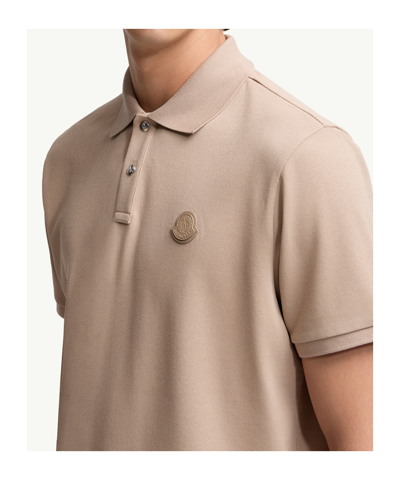 Moncler Polo En Piqué De Coton À Empiècement Logo In Brown