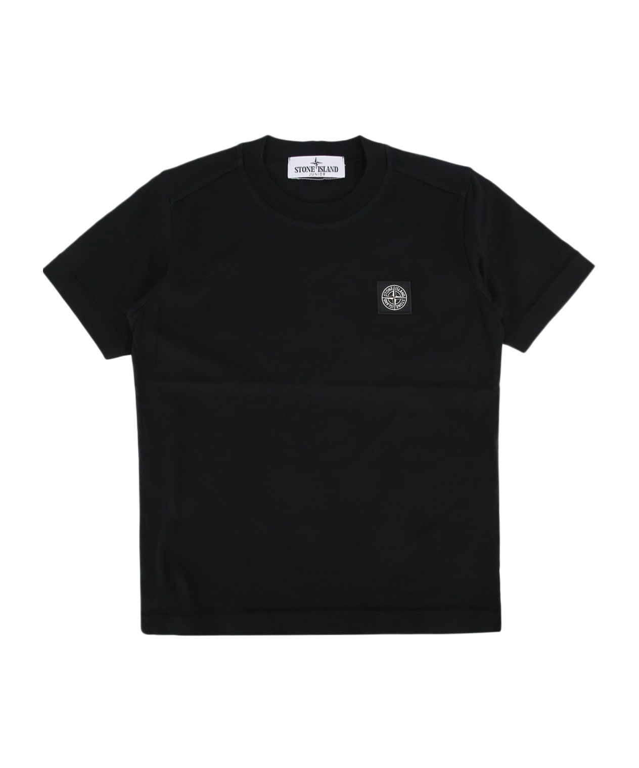 Stone Island Junior Compass-patch Crewneck T-shirt In Black