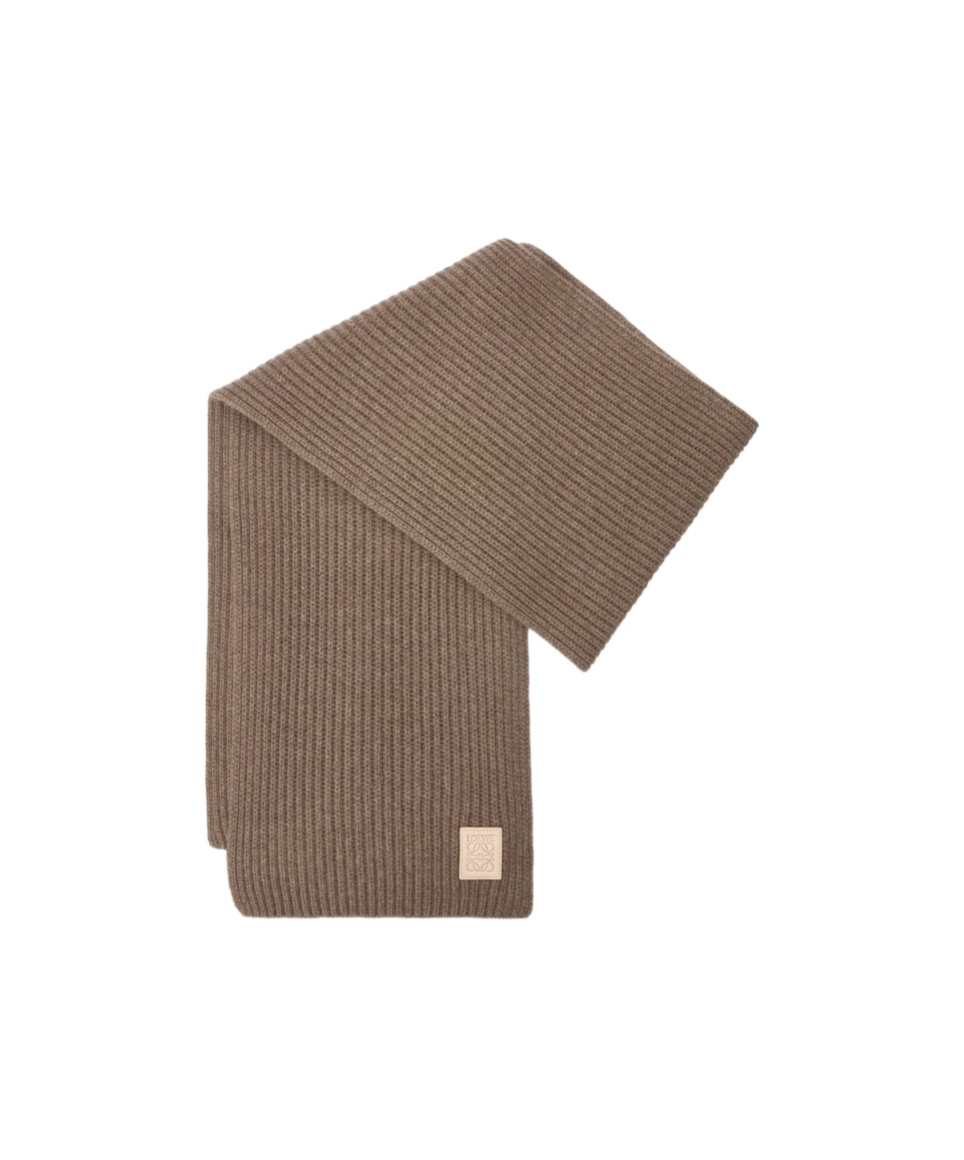 Loewe Pattern Cashmere Scarf In Brown