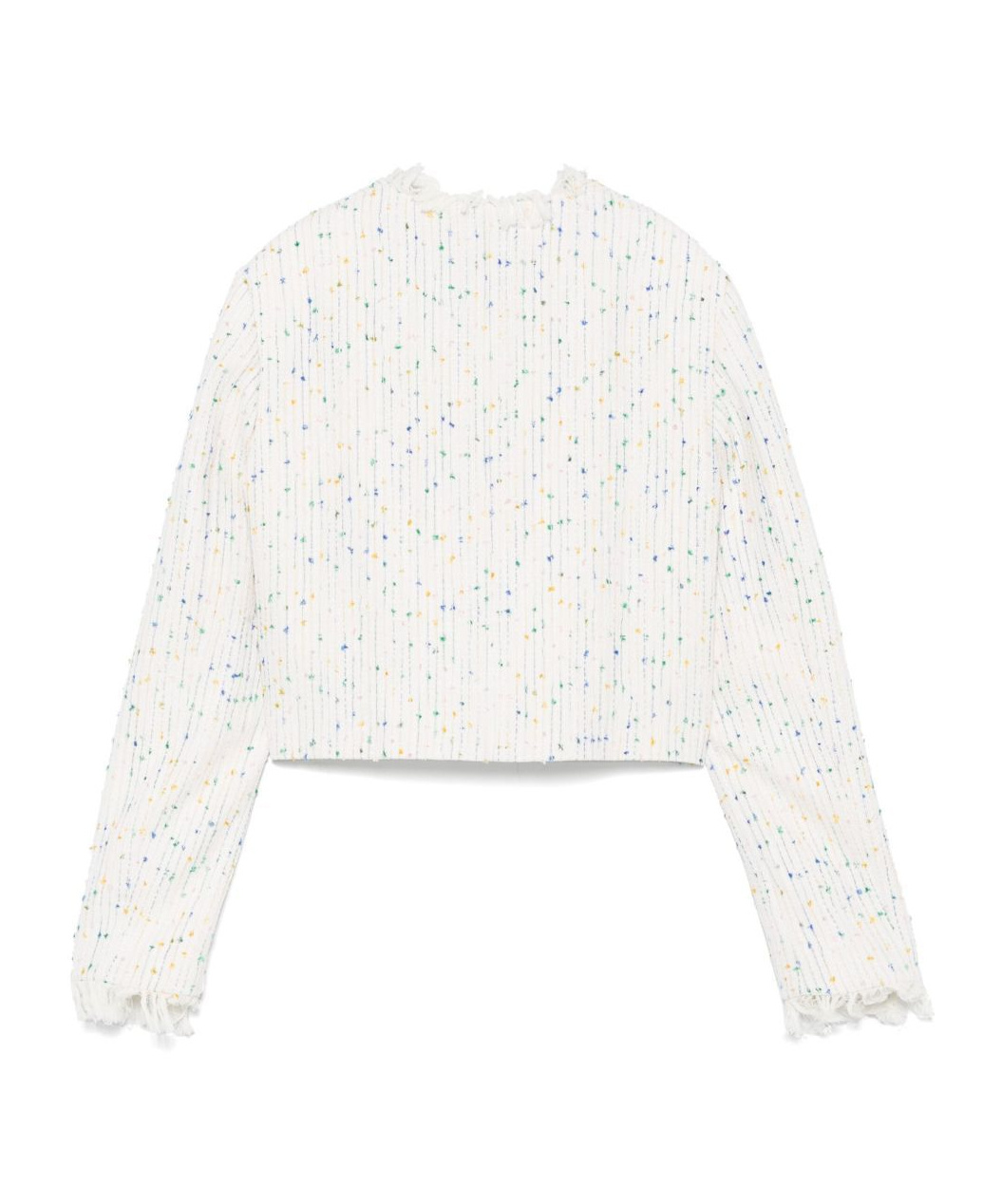 Msgm Frayed-edge Jacket In White