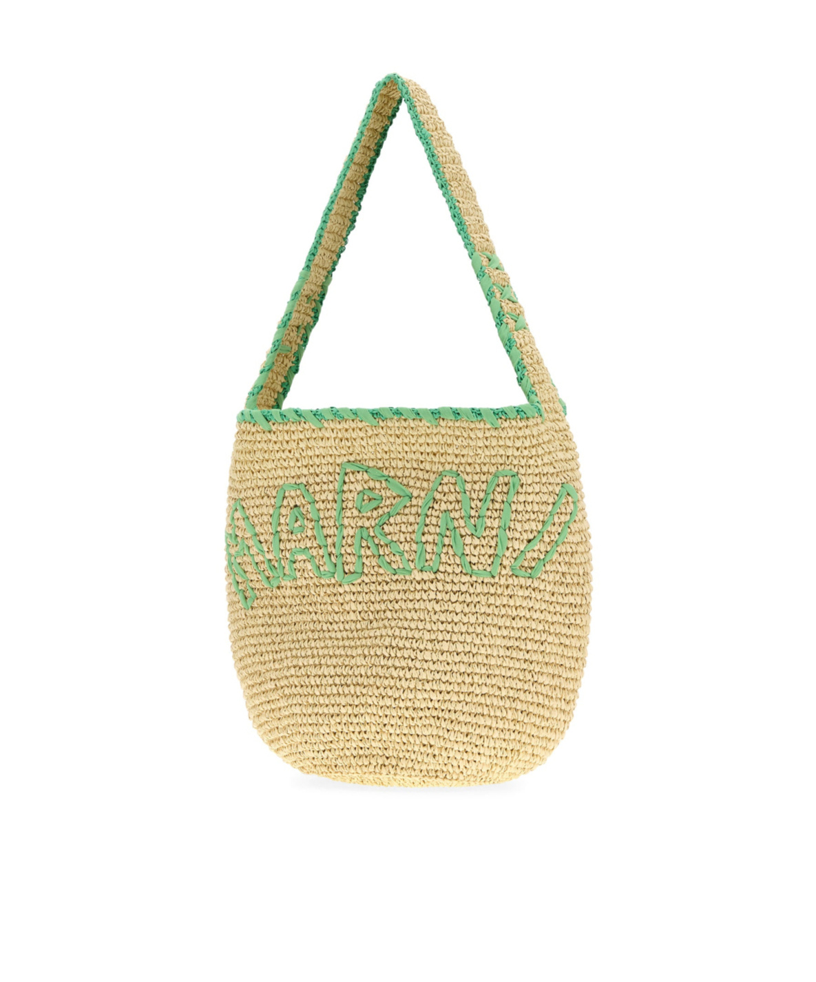 Marni Large Logo-embroidered Raffia Tote Bag In Neutral