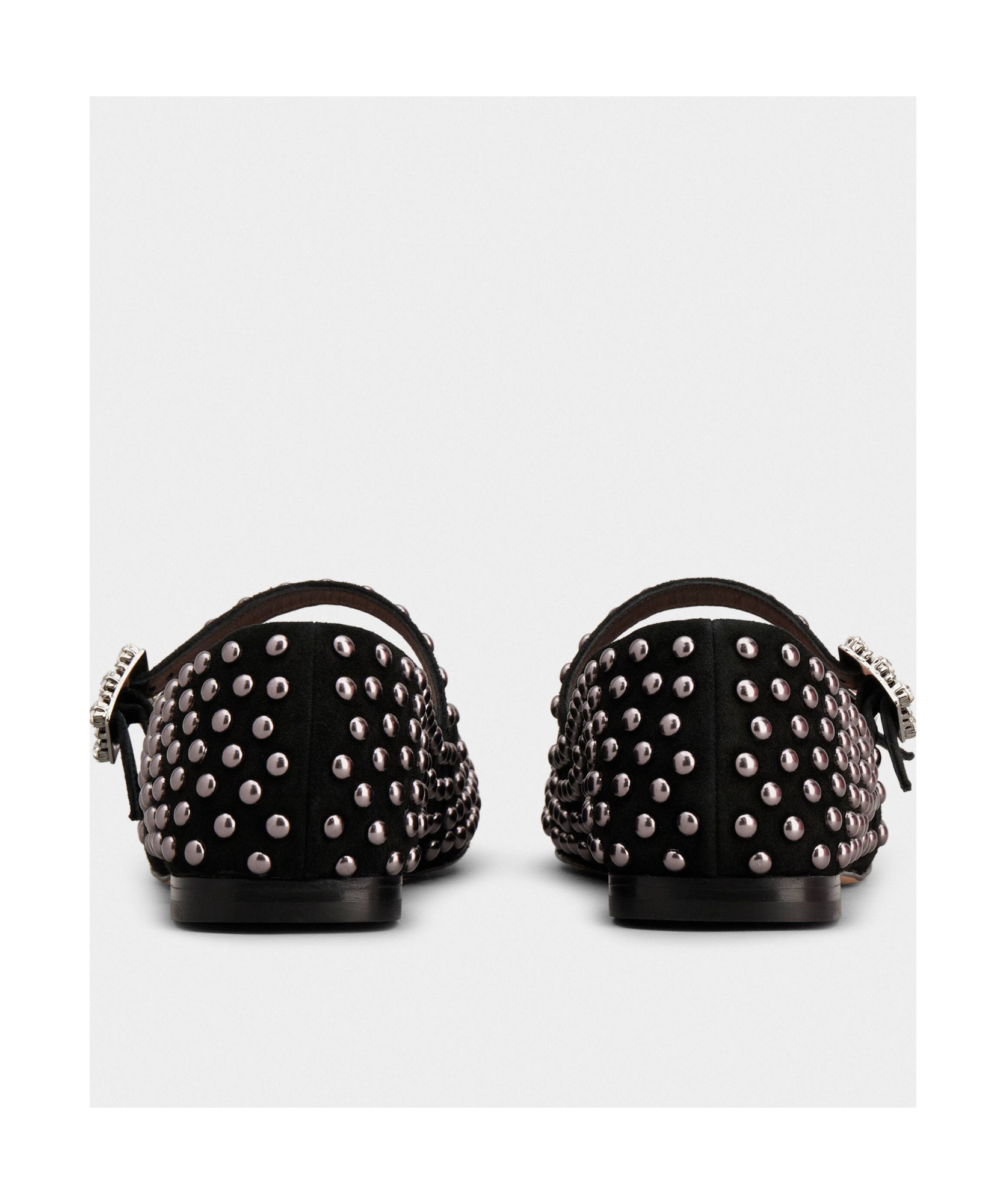 Roger Vivier Stud Embellished Buckle Strap Flat Shoes In Black