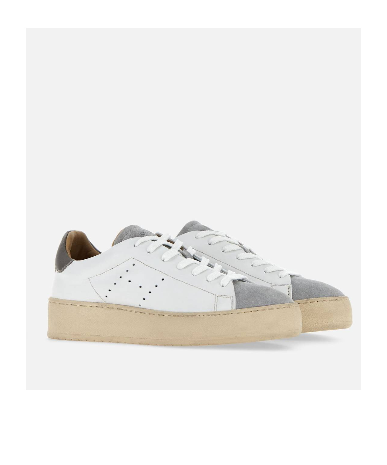Hogan H672 Round Toe Lace-up Sneakers In White