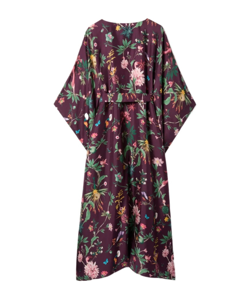 La Doublej La Double J Square Belted Printed Silk Kaftan Dress In Multi