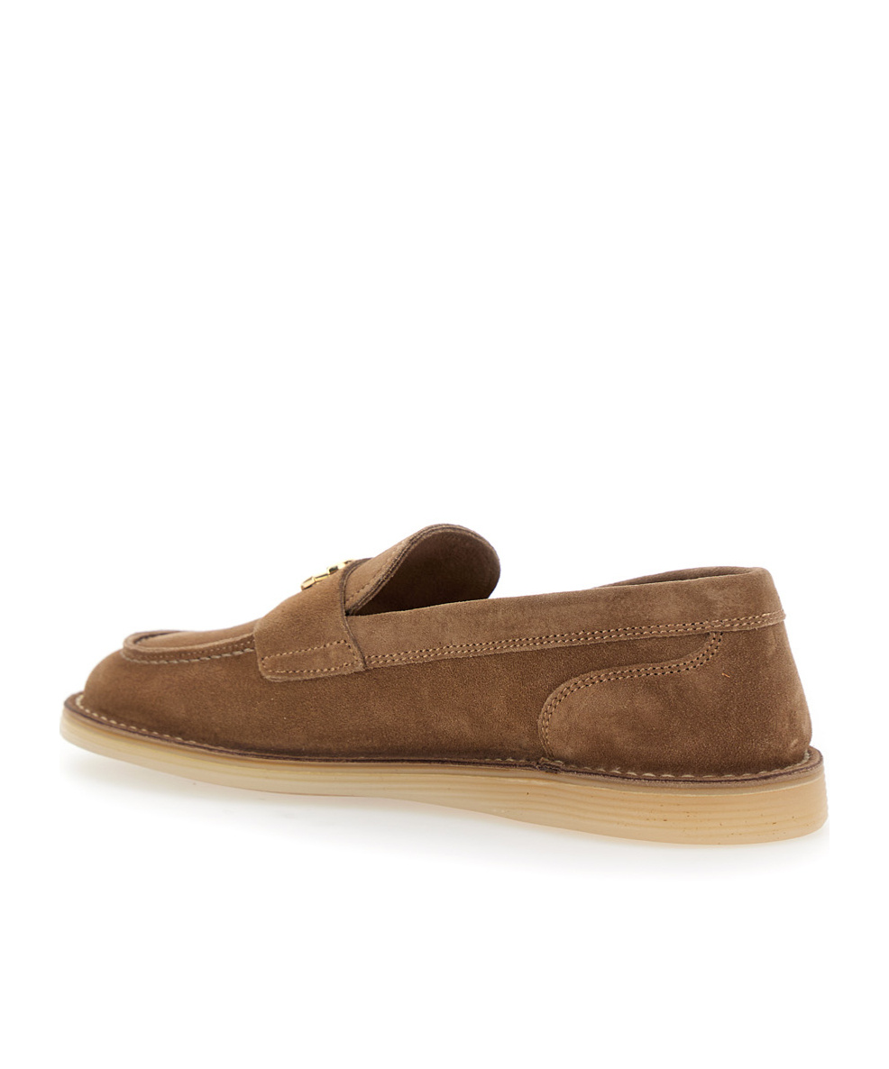 Dolce & Gabbana Dolce  Gabbana Logo Plaque Loafers In Brown