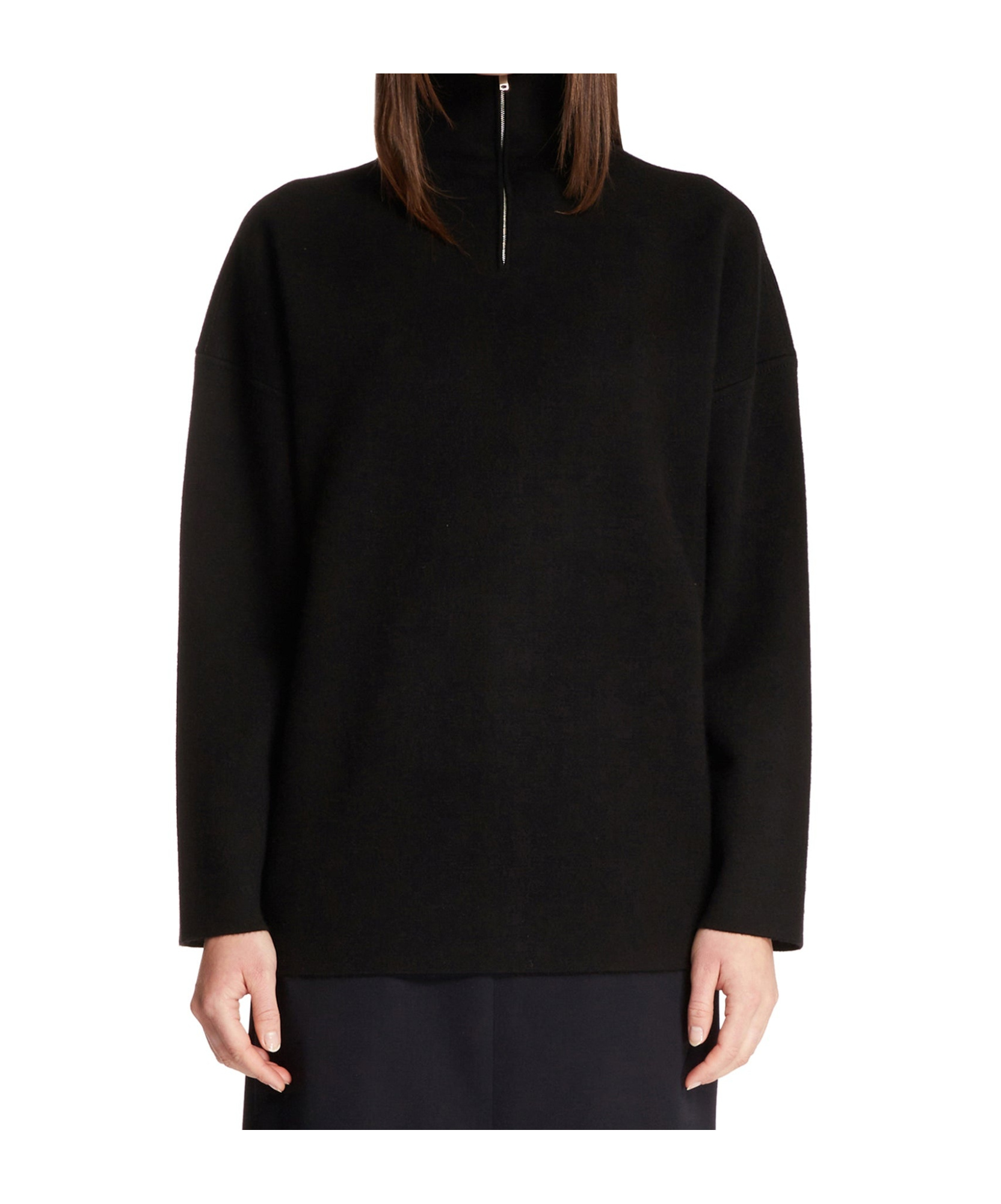 The Row Black Cashmere Zip Sweater