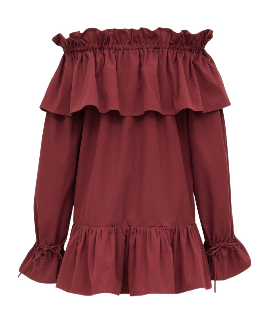 Saint Laurent Cotton Twill Mini Dress In Red