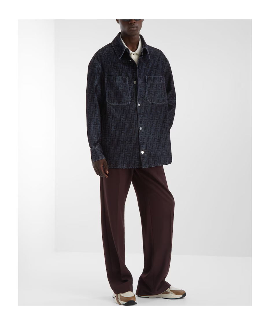 Fendi Ff Denim Jacket In Black