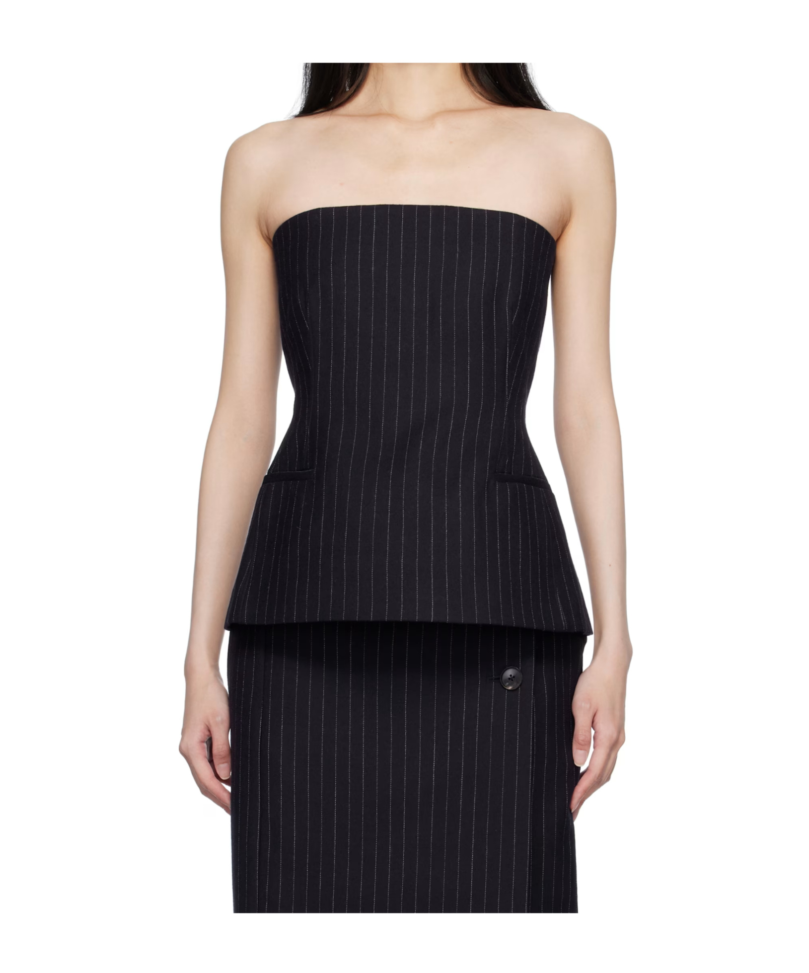 Co Navy Tailored Bustier Top In Blue